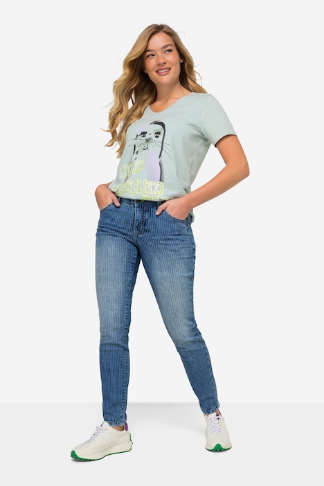Slimjeans, Streifen, 5-Pocket, mit recyceltem Polyester