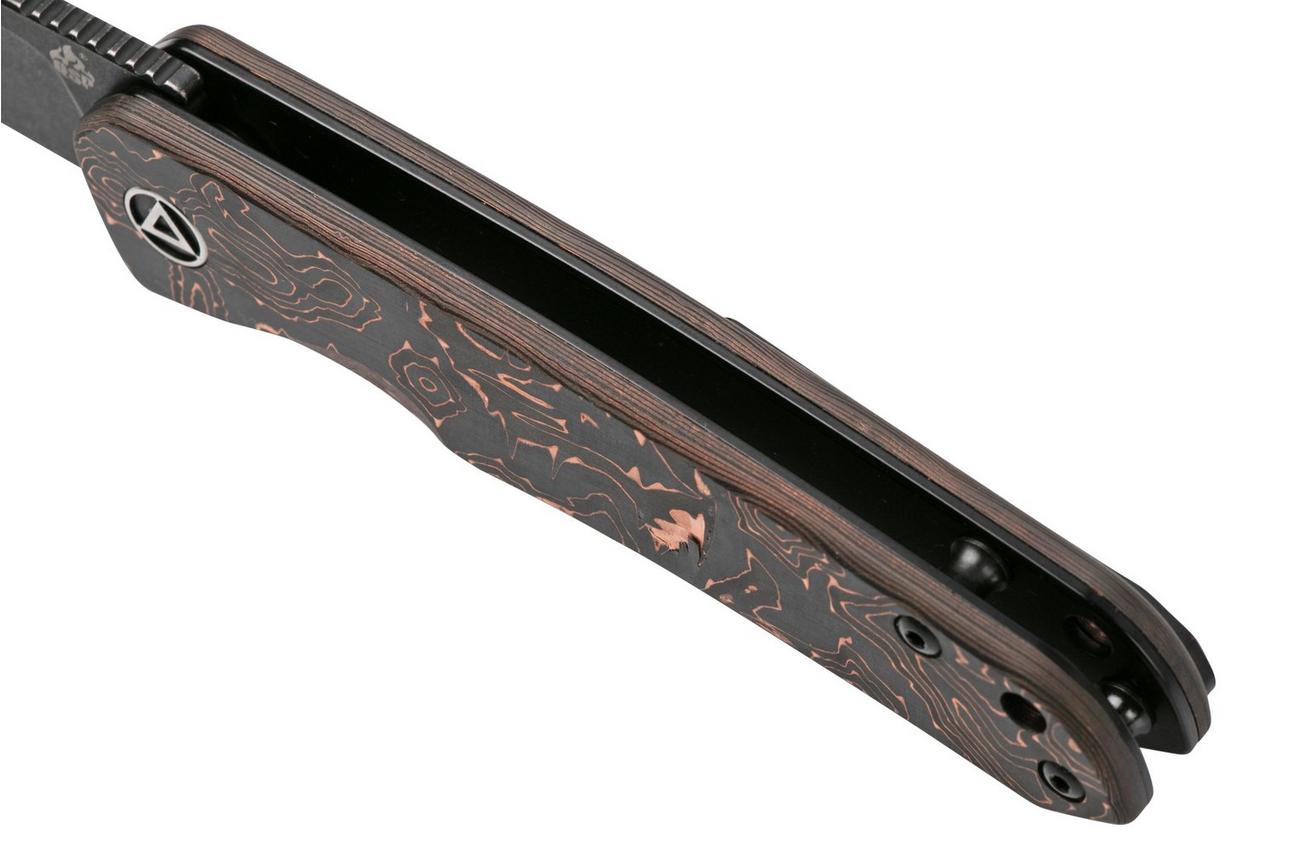 QSP Knife Otter QS140-B2 Blackwashed, Copper Foil Carbonfiber zakmes