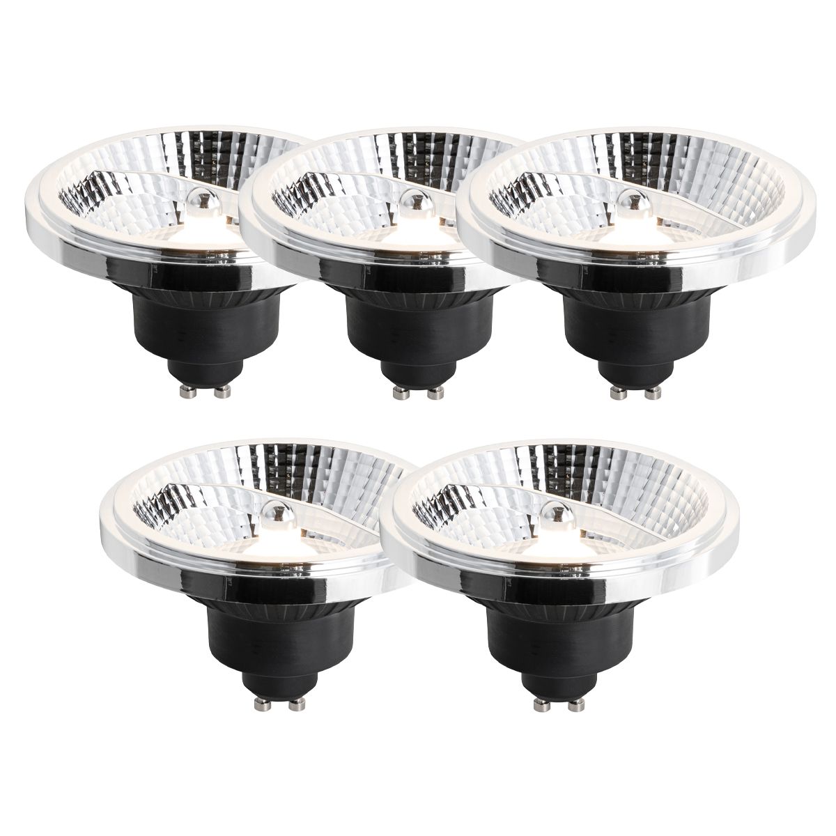 Set van 5 GU10 dimbare LED lamp 111mm 10,5W 770 lm 3000K