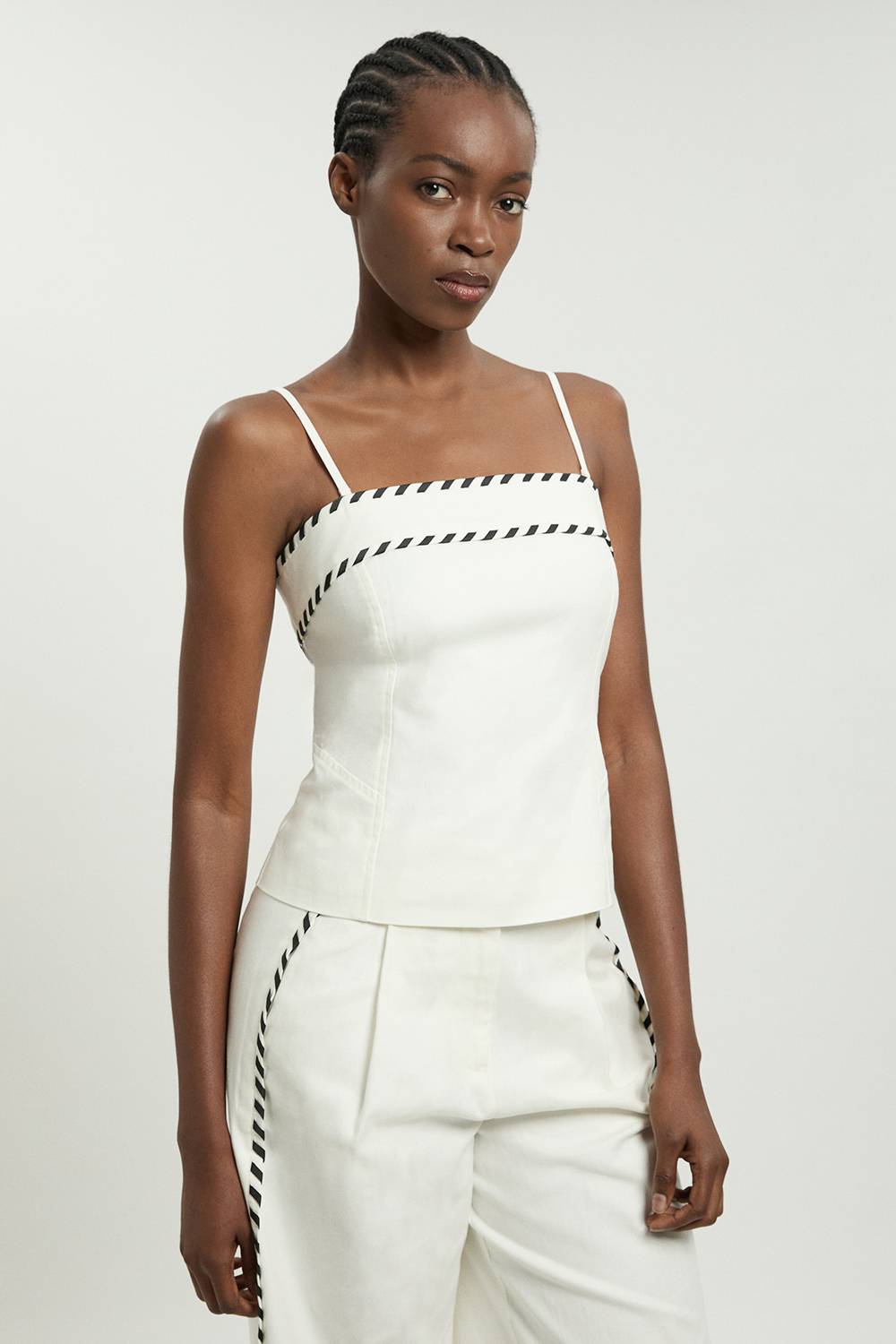 KarenMillen Haut Ajusté Petite En Mélange De Lin Avec Surpiqûres Contrastées