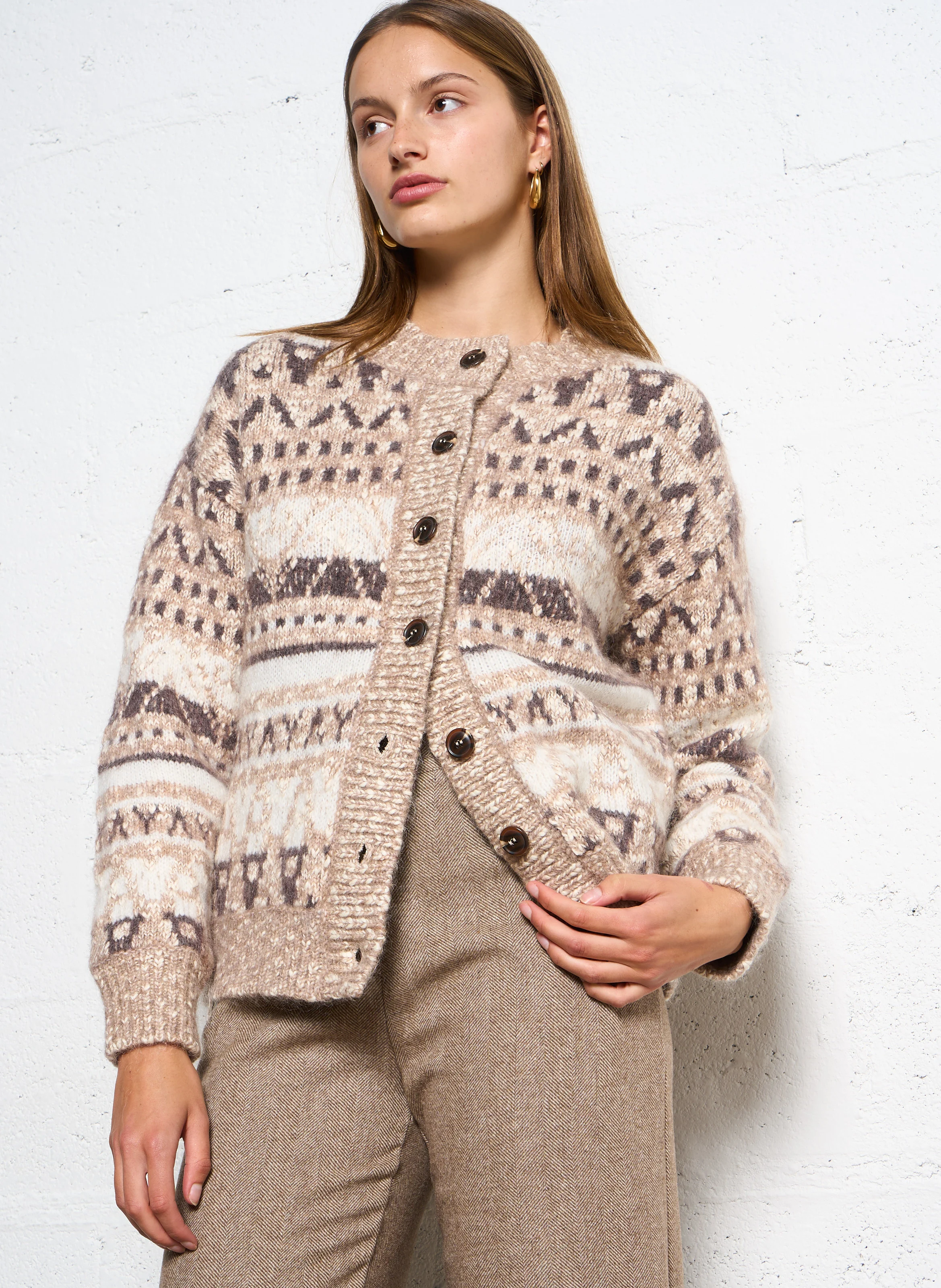 COSMO BIS - Gilet droit col rond | Gris
