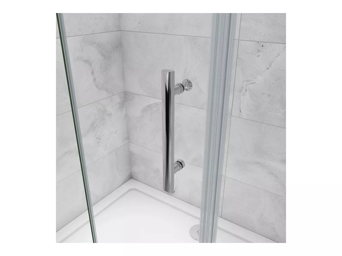 Porte de douche pivotante 110x195cm porte de douche pliante avec un élément fixe en 6mm verre anticalcaire
