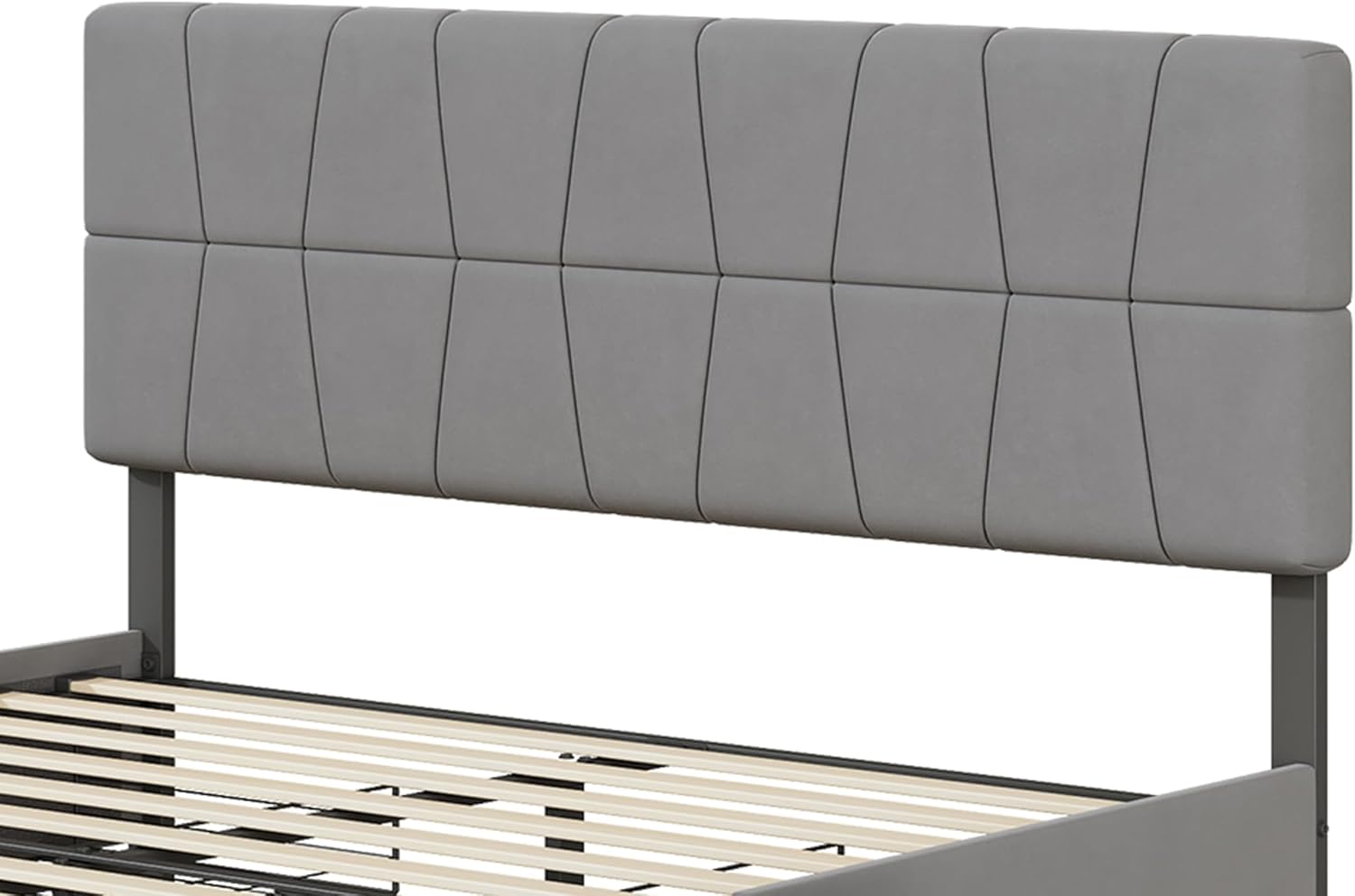 Bett mit Stauraum 160x200 cm mit 4 Schubladen, Polsterbett Doppelbett mit Verstellbares Kopfteil, Jugendbett mit Stauraum und Lattenrost, Funktionsbett Bettgestell, Samt (Grau-Samt, 160x200cm)