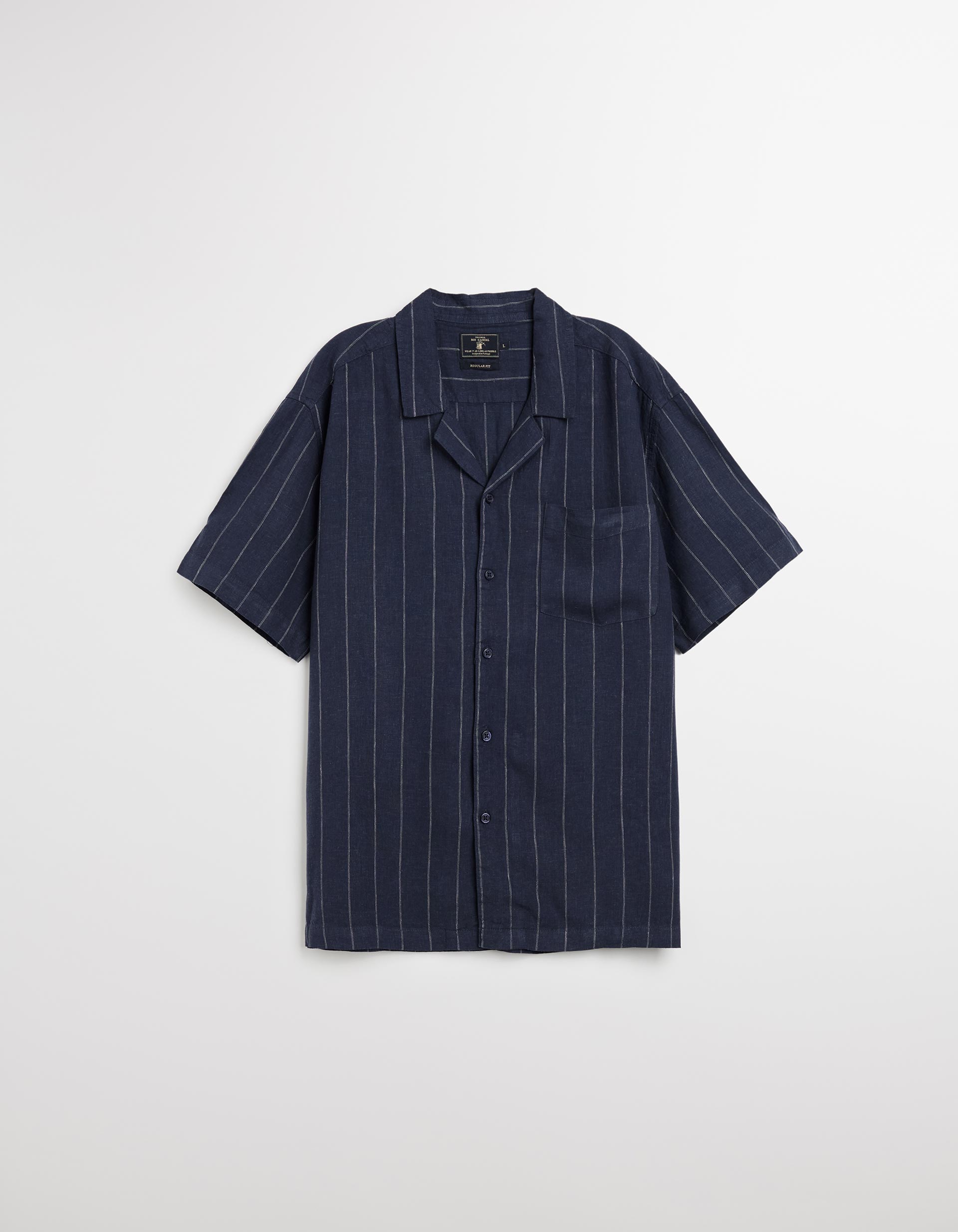 Camisa com Linho, Homem, Azul Escuro