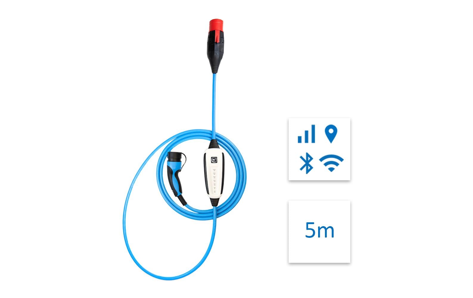 Mobile Ladestation 32 A, 5 m, Typ 2 WLAN, 4G, GPS<br>Mobile Ladeeinheit für Elektrofahrzeuge mit GSM, GPS, WLAN & Bluetooth