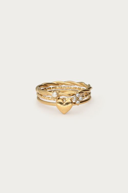 Driedubbele ring love met strass
