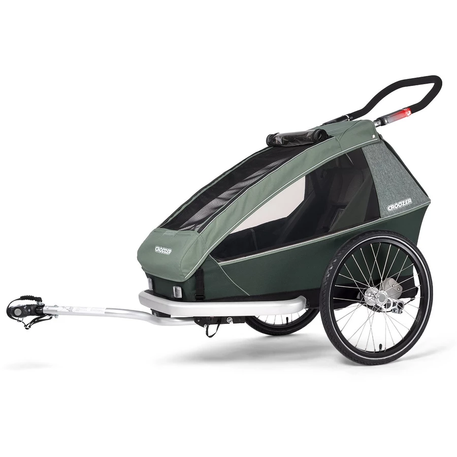 CROOZER Kinderfahrradanhänger  Kid Vaaya 1 Jungle green inklusive Fußraumschutzwanne