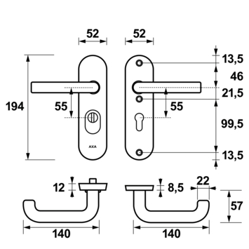 AXA veiligheidsbeslag Oval achterdeur zwart kortschild met SKG 3-sterren 52 mm