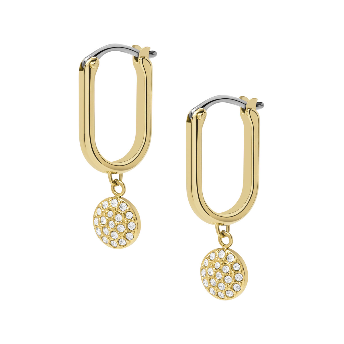 Boucles d'oreilles FOSSIL acier inoxydable doré crital