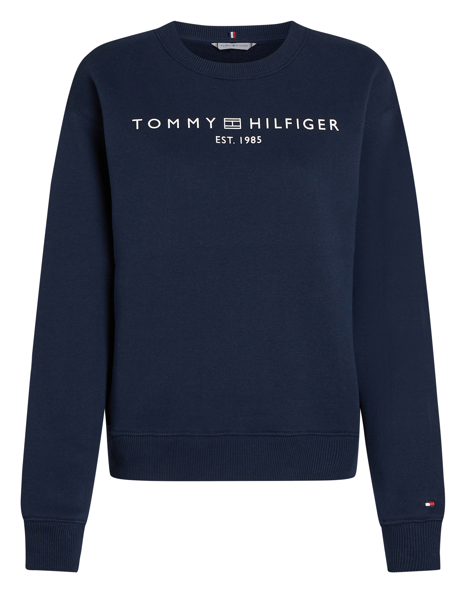 Sweat col rond en coton mélangé droit | Bleu