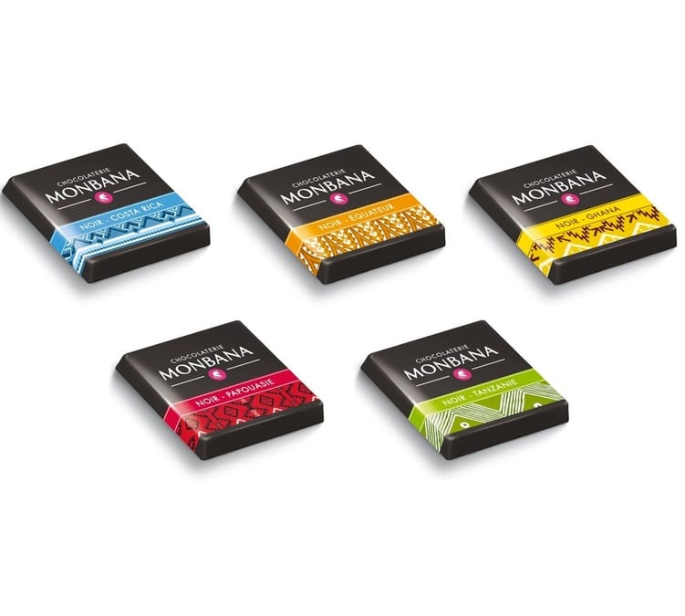 50 carrés - Chocolat Napolitain - Coffret Assortiment- pures origines - MONBANA