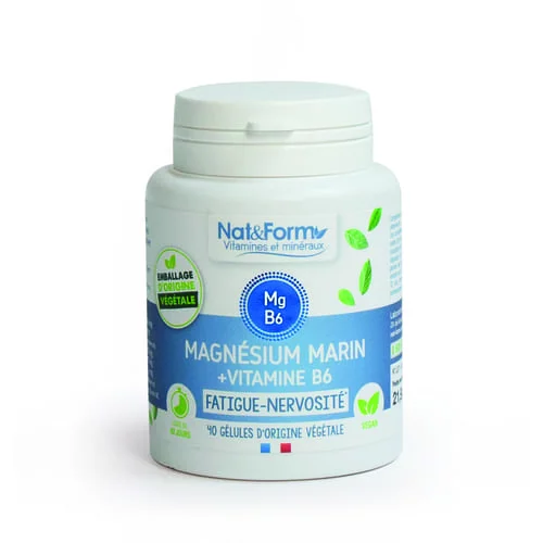 Magnésium Marin Vitamine B6 Nat&Form - 40 gélules