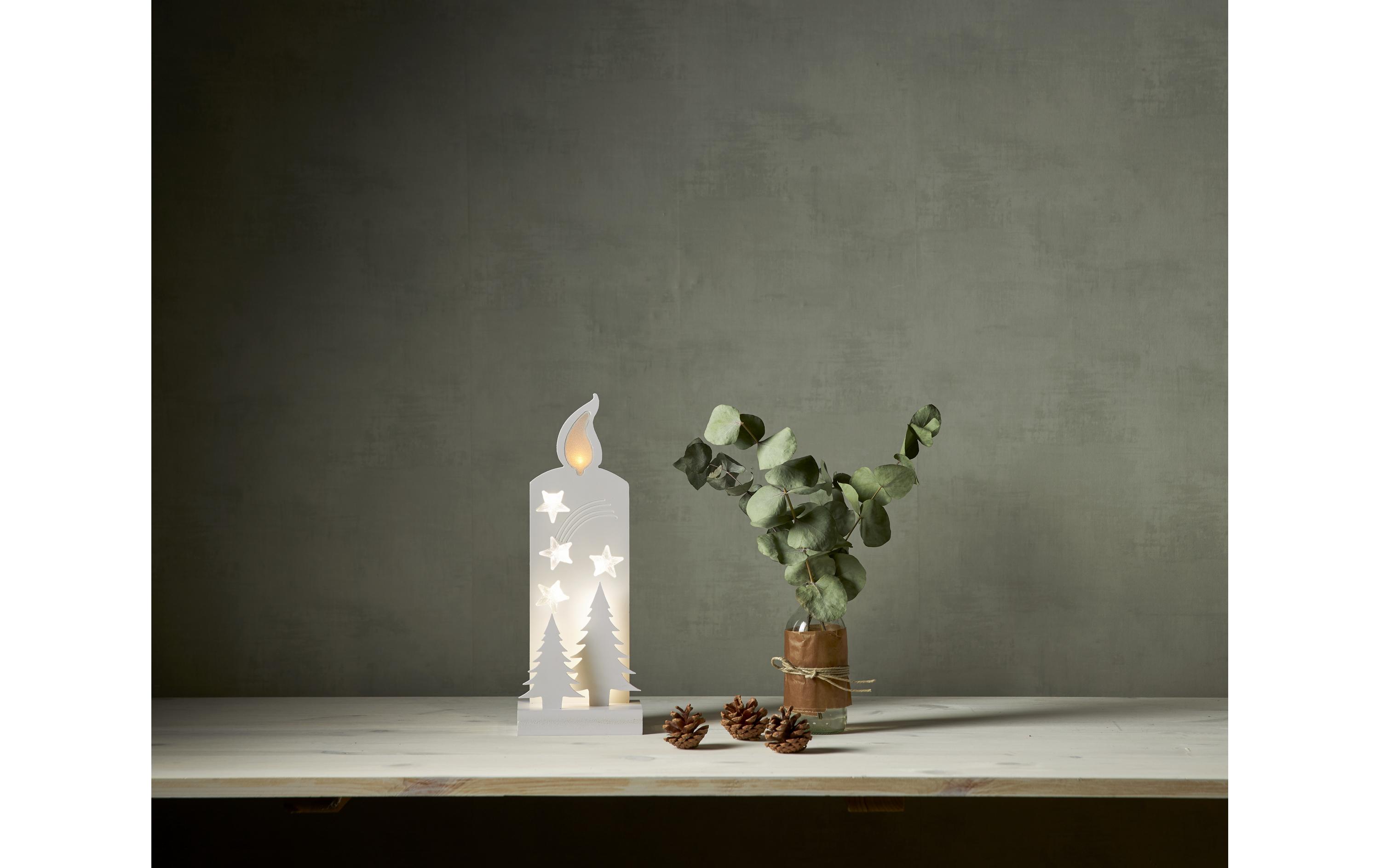 Tischdeko Grandy 12 LED, 36 cm, indoorKerze mit Sternen und Tannen