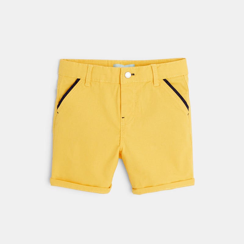 Short coton fantaisie jaune bébé garçon Jaune