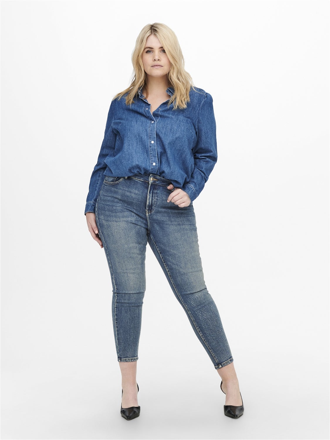 CARKILA Hohe Taille Skinny Fit Jeans Medium Blue Denim