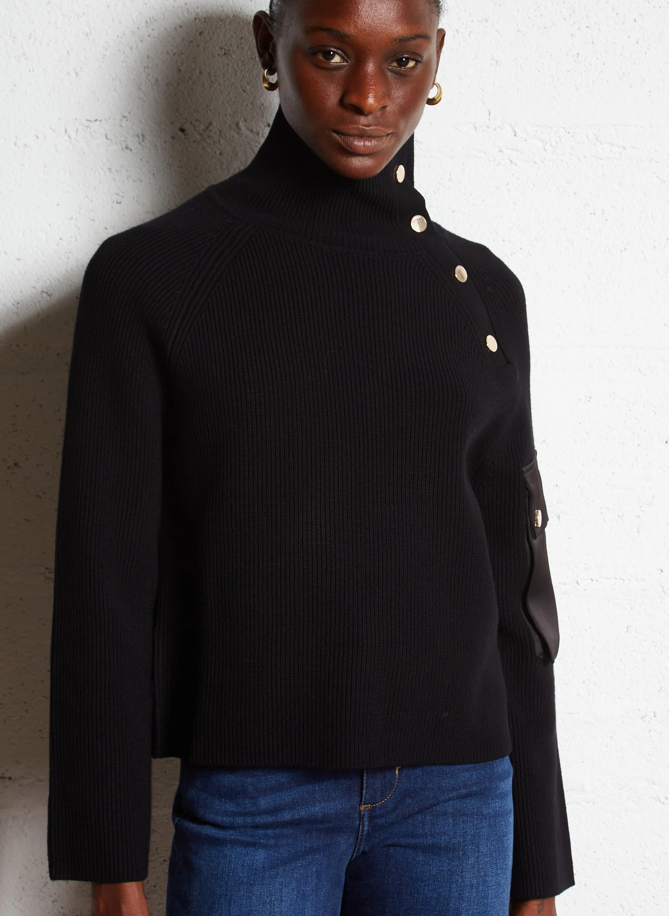 Pull col montant| Noir