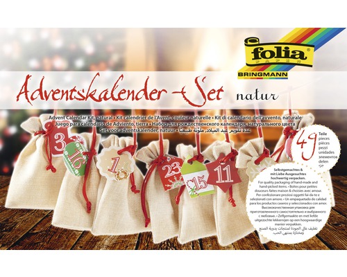 Adventskalenderset, tassen in jute-look