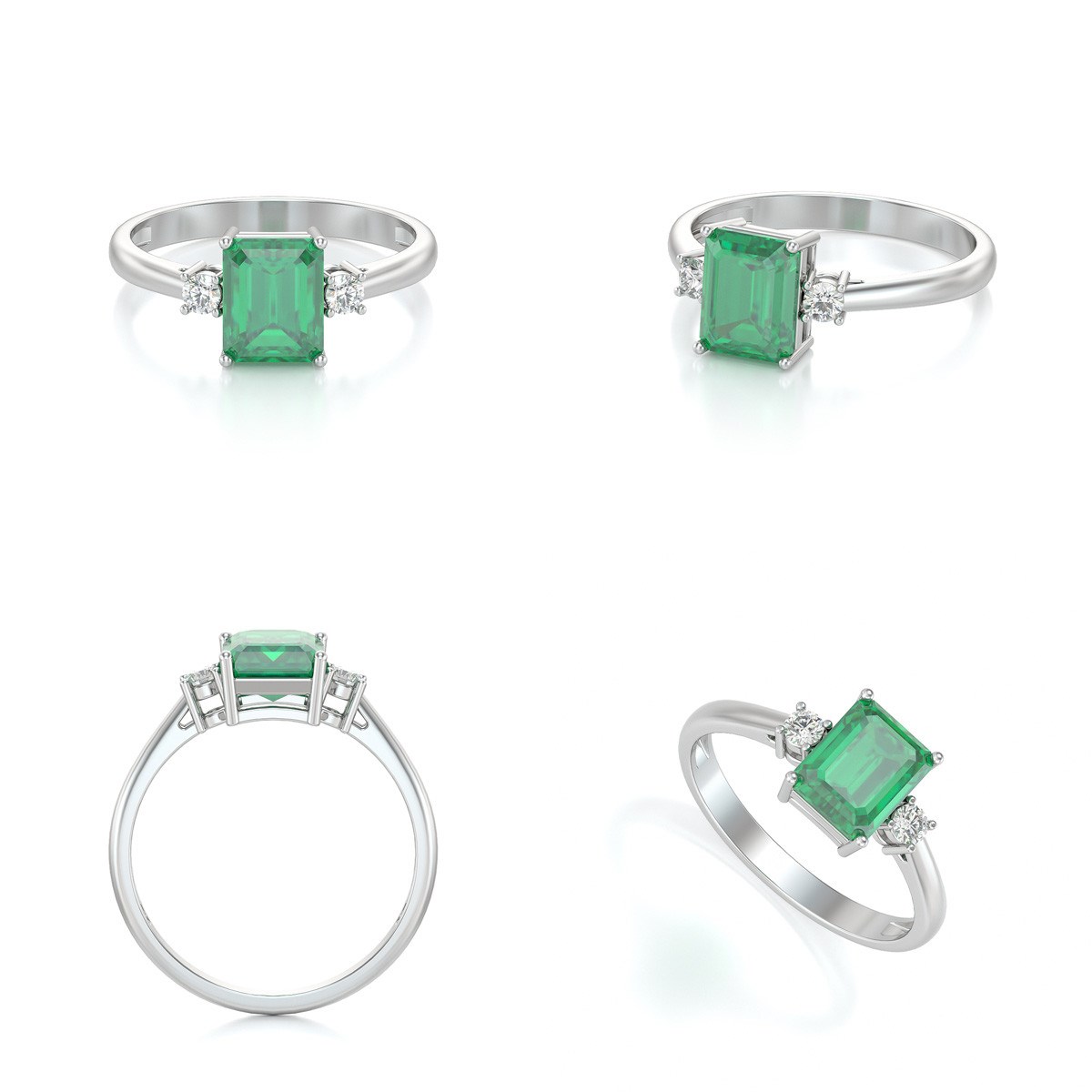 Bague en Argent 925 ornée d'Emeraude & Diamants | Aden Boutique