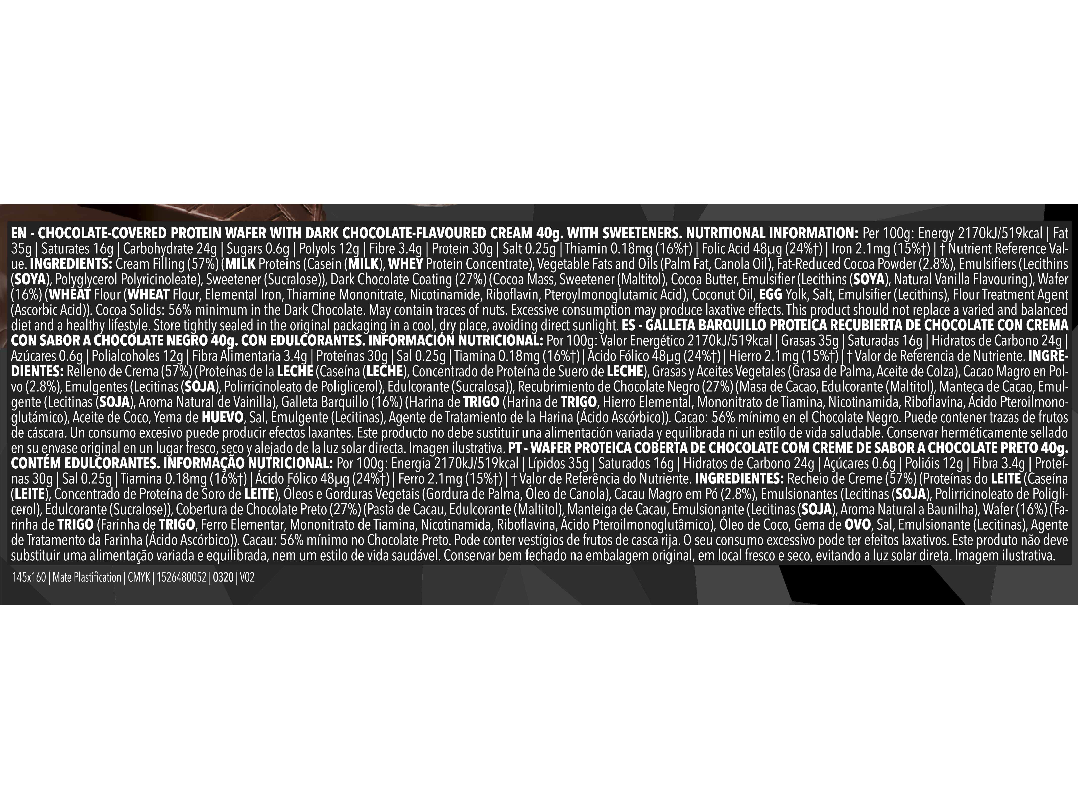 WAFER PROZIS ZERO PROTEICA CHOCOLATE PRETO 40G