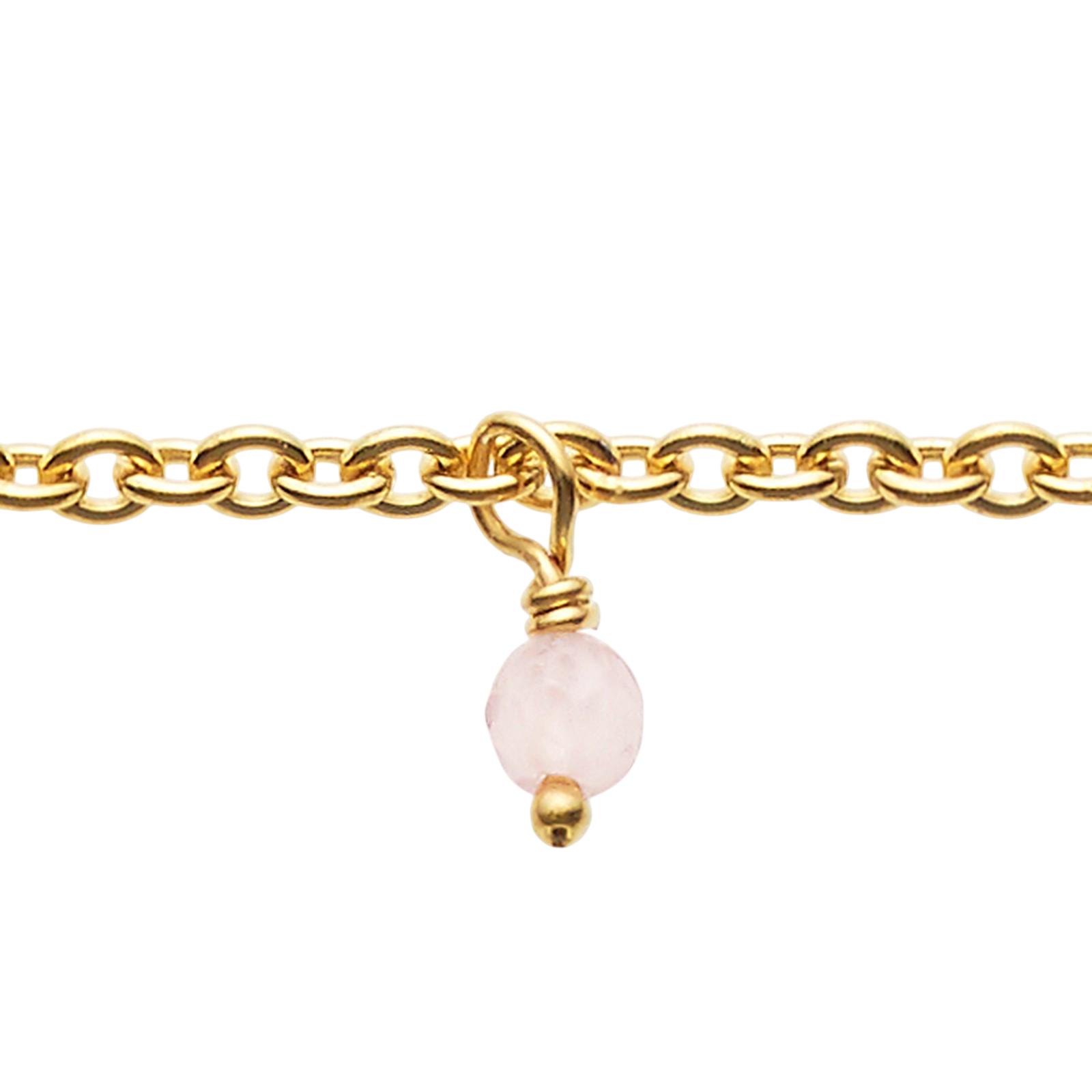 Collier mit 14 Rosenquarz Steinen, vergoldet