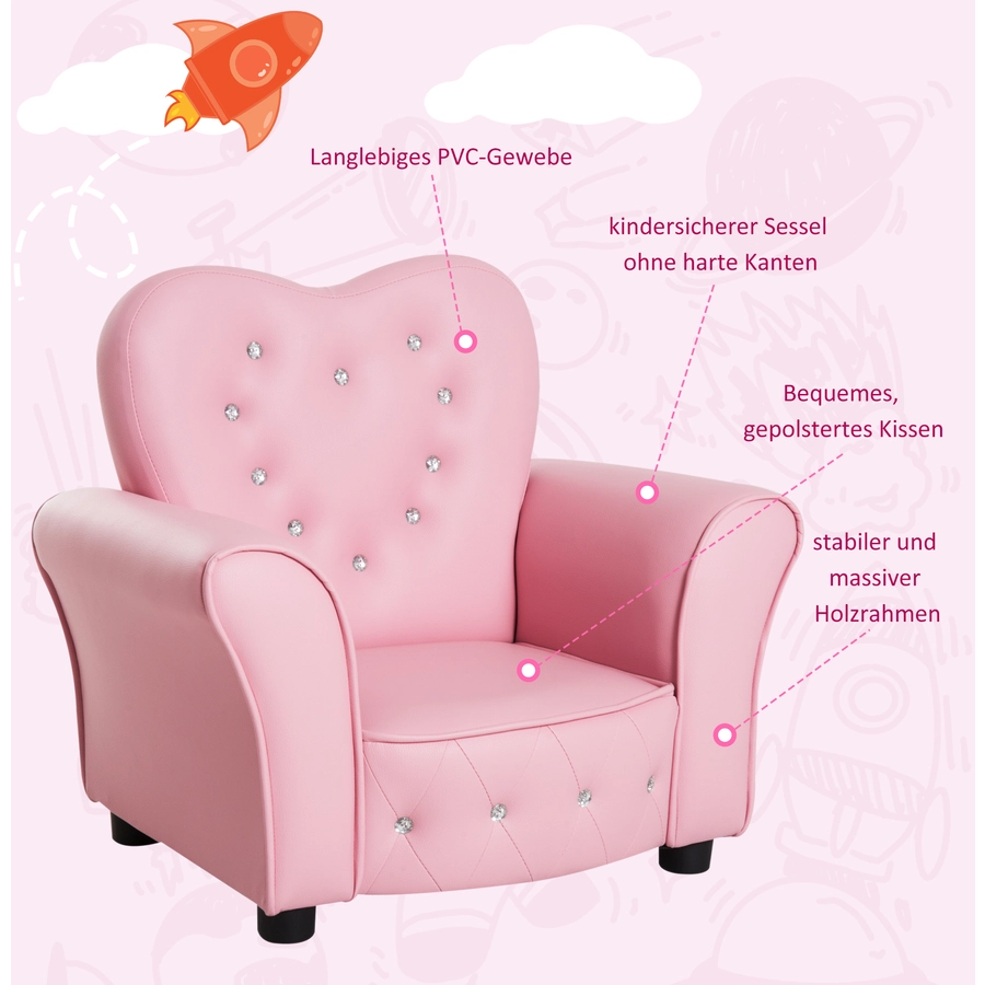 HOMCOM Kindersessel Prinzessin rosa