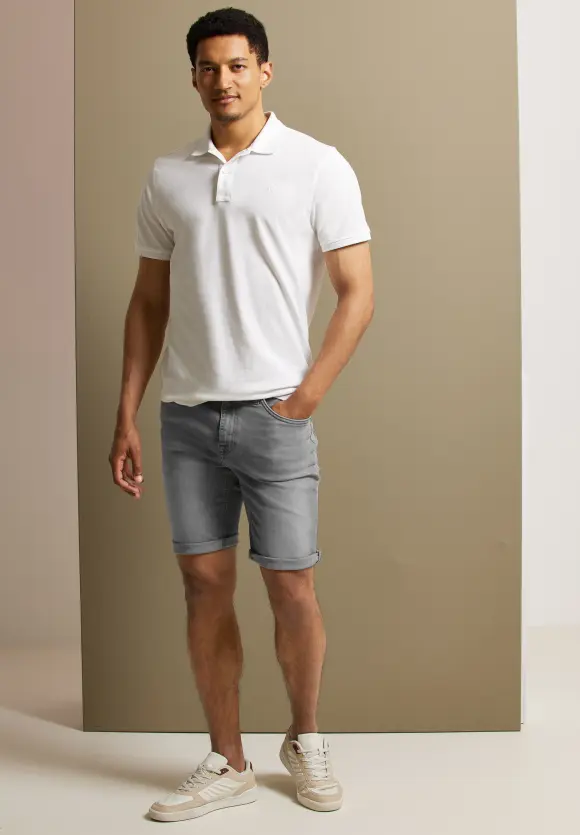 Regular Fit Jeans Bermuda - grey denim random wash