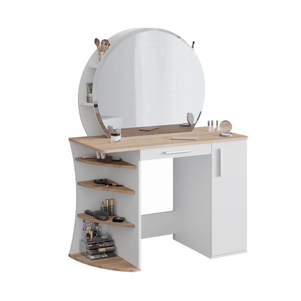 Vicco Schminktisch Frisiertisch Kosmetiktisch Almina Weiß Sonoma Schminkspiegel 100x143 modern Schlafzimmerkommode Schminkkommode Schublade Frisierkommode Make-Up-Tisch