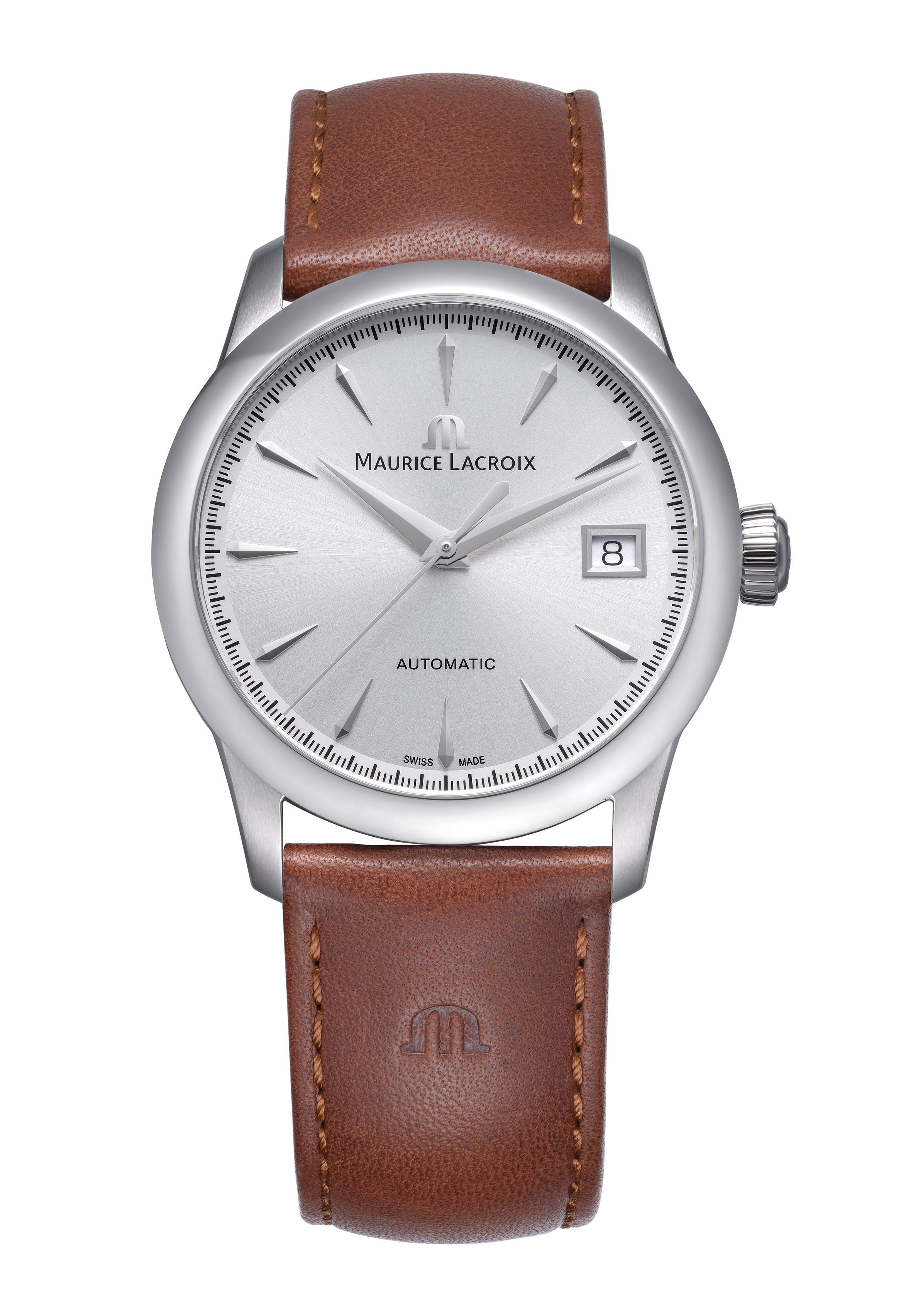 Maurice Lacroix 1975 Automatik Date 36mm Silber Leder