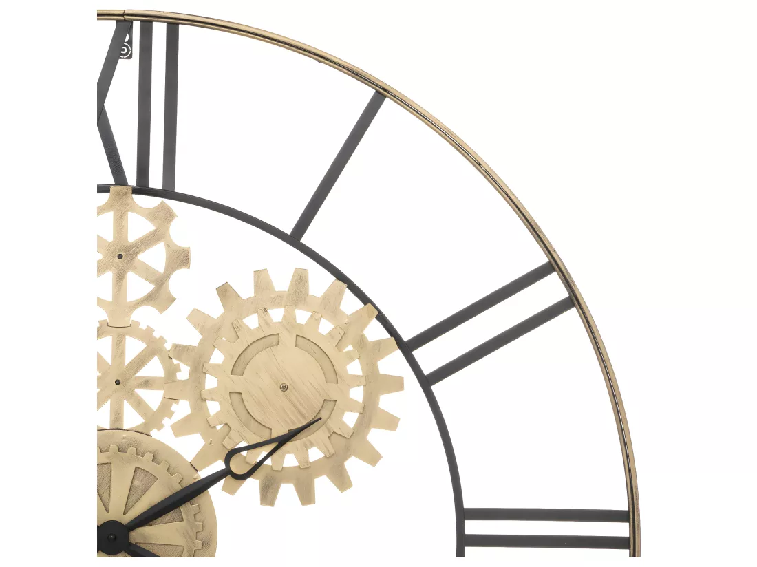 Grande Pendule murale en Métal Doré D 90 cm
