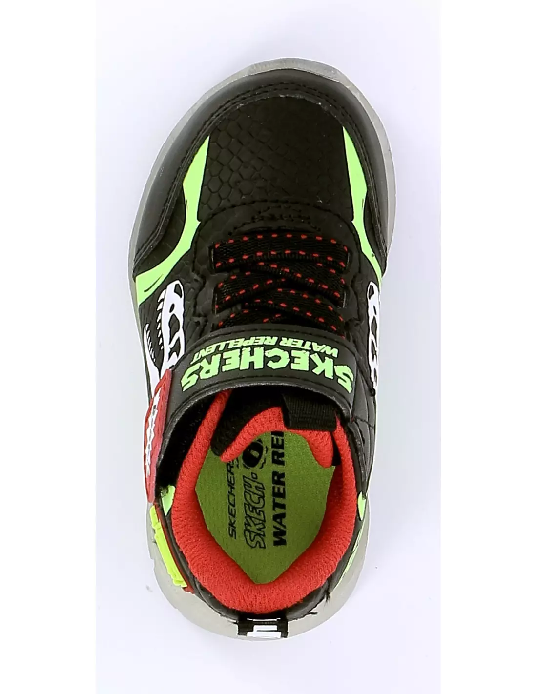 SKECHERS S LIGHTS ILLUMI BRIGHTS DINO GLO - Baskets BLACK&LIMESYNTHETIC/REDTRIM