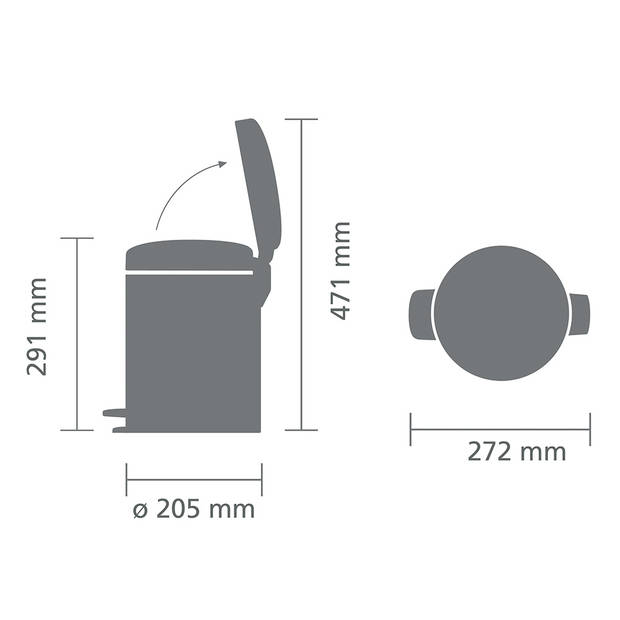 Brabantia NewIcon pedaalemmer 5 liter met kunststof binnenemmer - Dreamy Blue