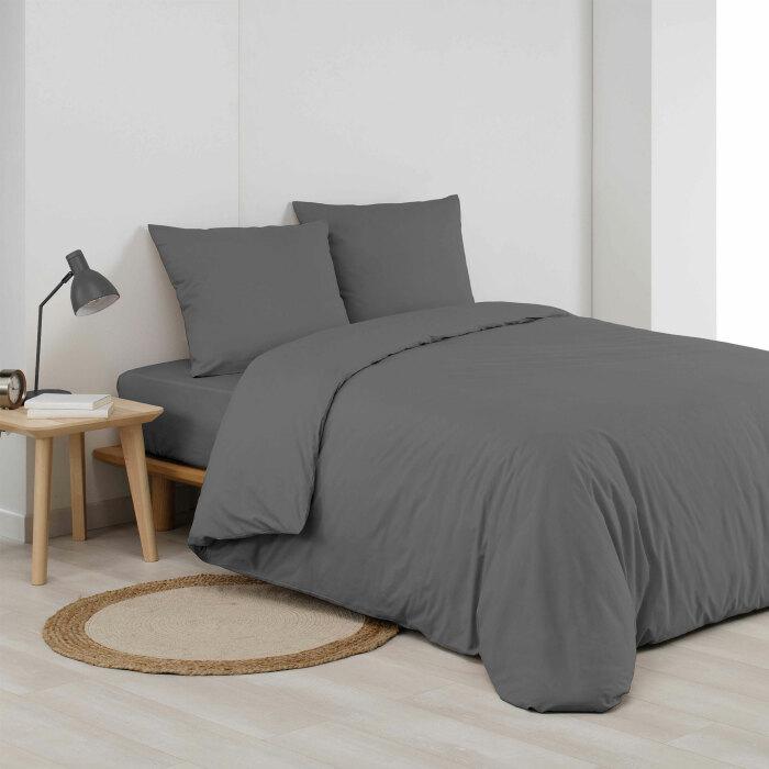 HOUSSE COUETTE 220X240CM MICROFIBRE GRIS