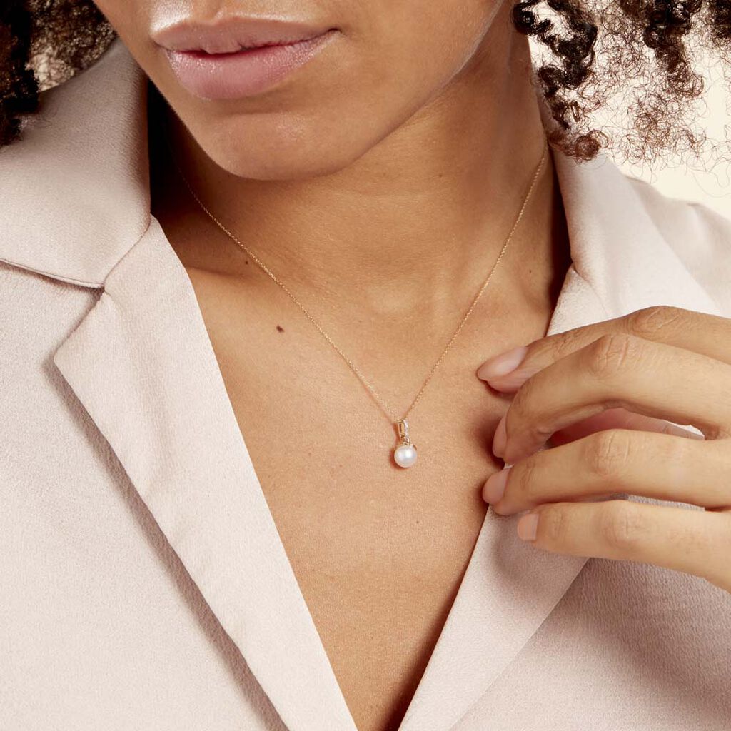 Collier Delight Or Jaune Perle De Culture Et Diamant