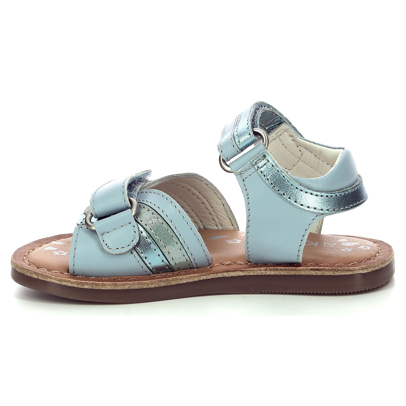 Kickers Sandales en Cuir Divizza bleu clair métallisé