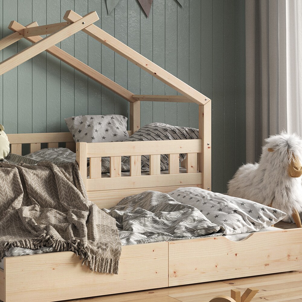 VitaliSpa Design Kinderbett 160x80 Babybett Hausbett Gästebett Matratze natur