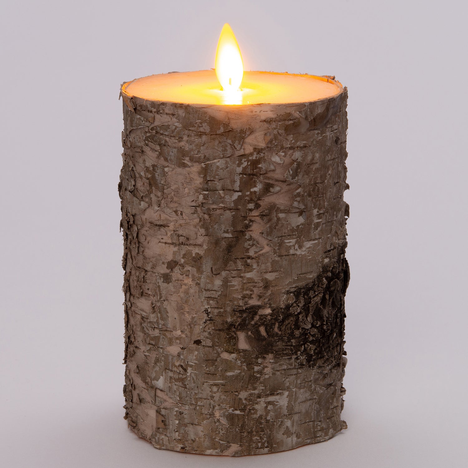 Anna's Collection LED stompkaars berk bruin met timer D 9 H 13,4 cm