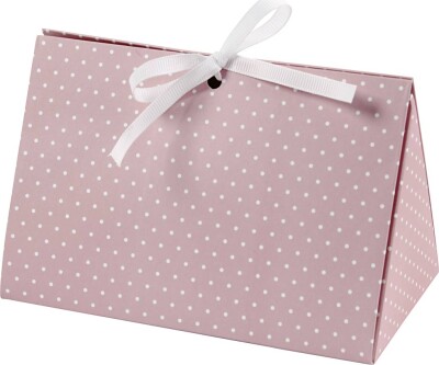 Gaveæske - Prikker - Str. 15X7X8 CM - 250 G - Rosa - Hvid - 3 Stk