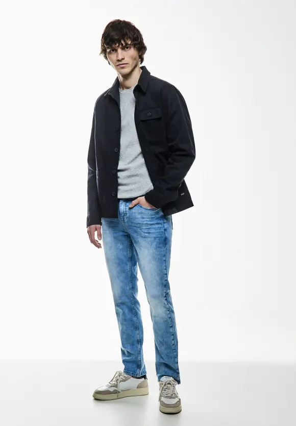 Overshirt in washed Optik - deep blue