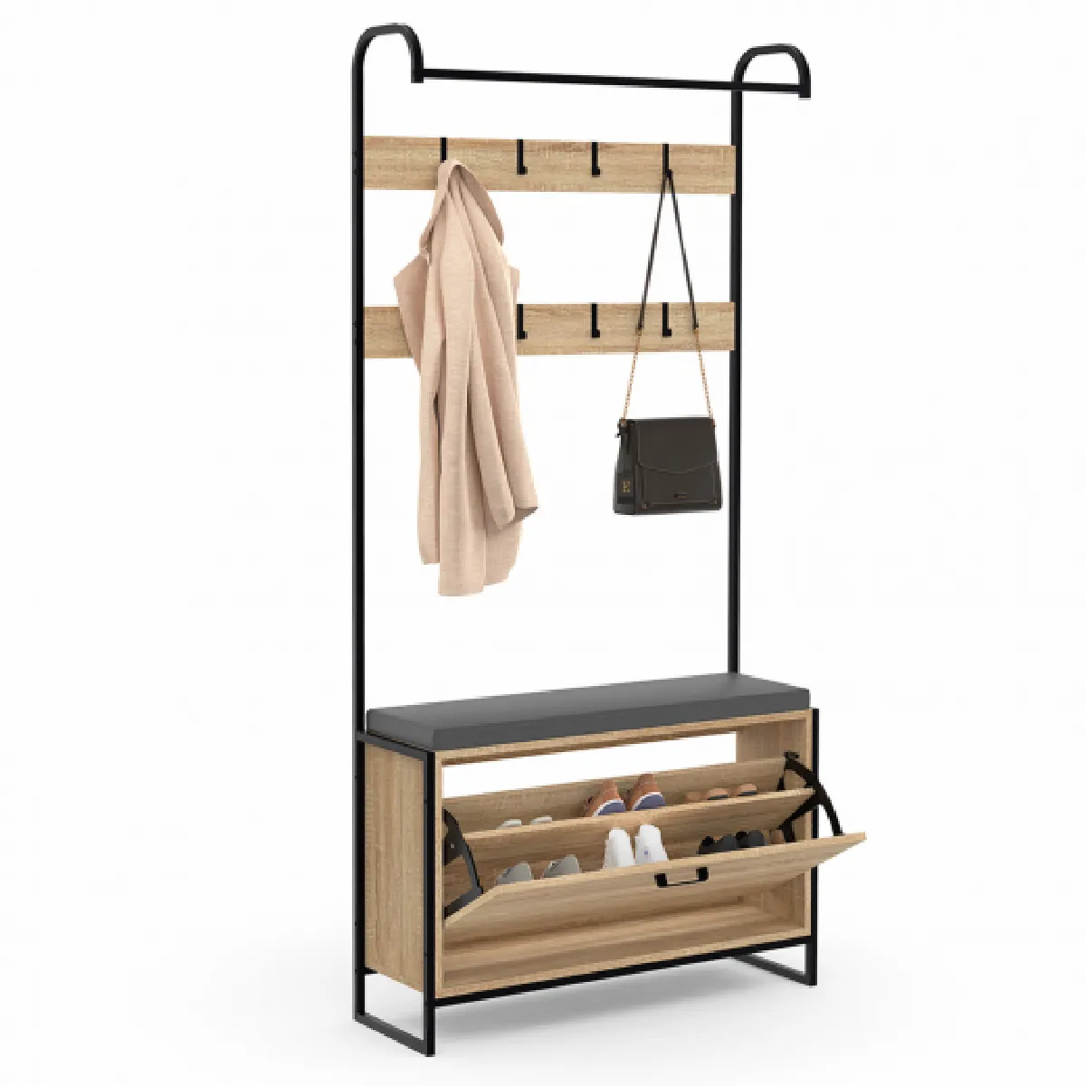 Idmarket MARKET Vestiaire LUIS bois et noir