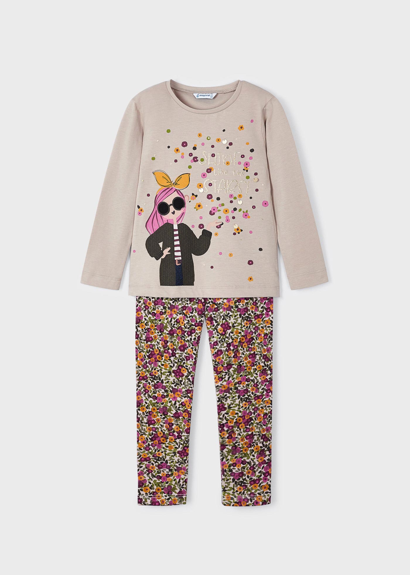 Conjunto de algodão de alta qualidade com duas peças para meninas.