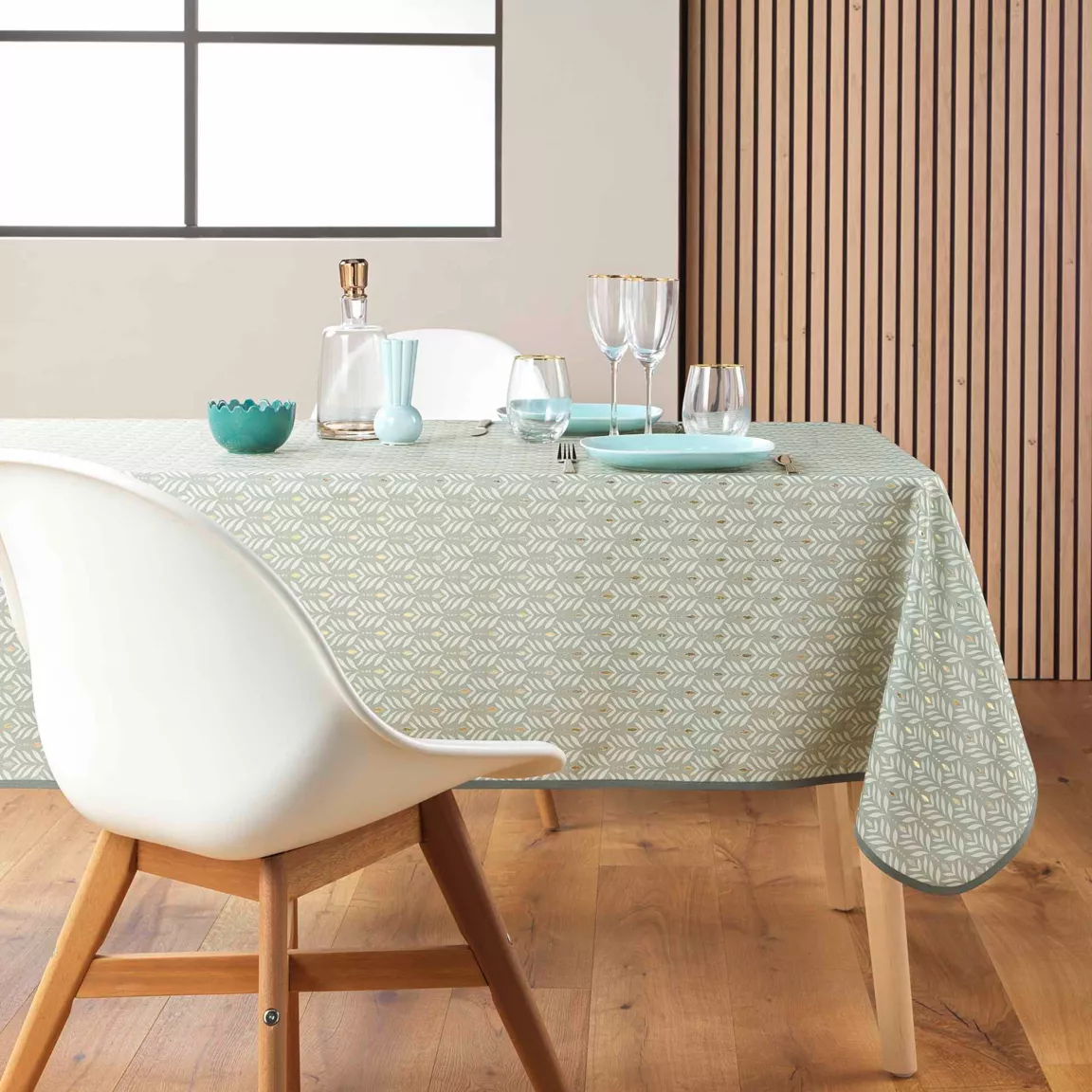 Nappe rectangulaire anti tache (145 x 240 cm) Piana Vert sauge