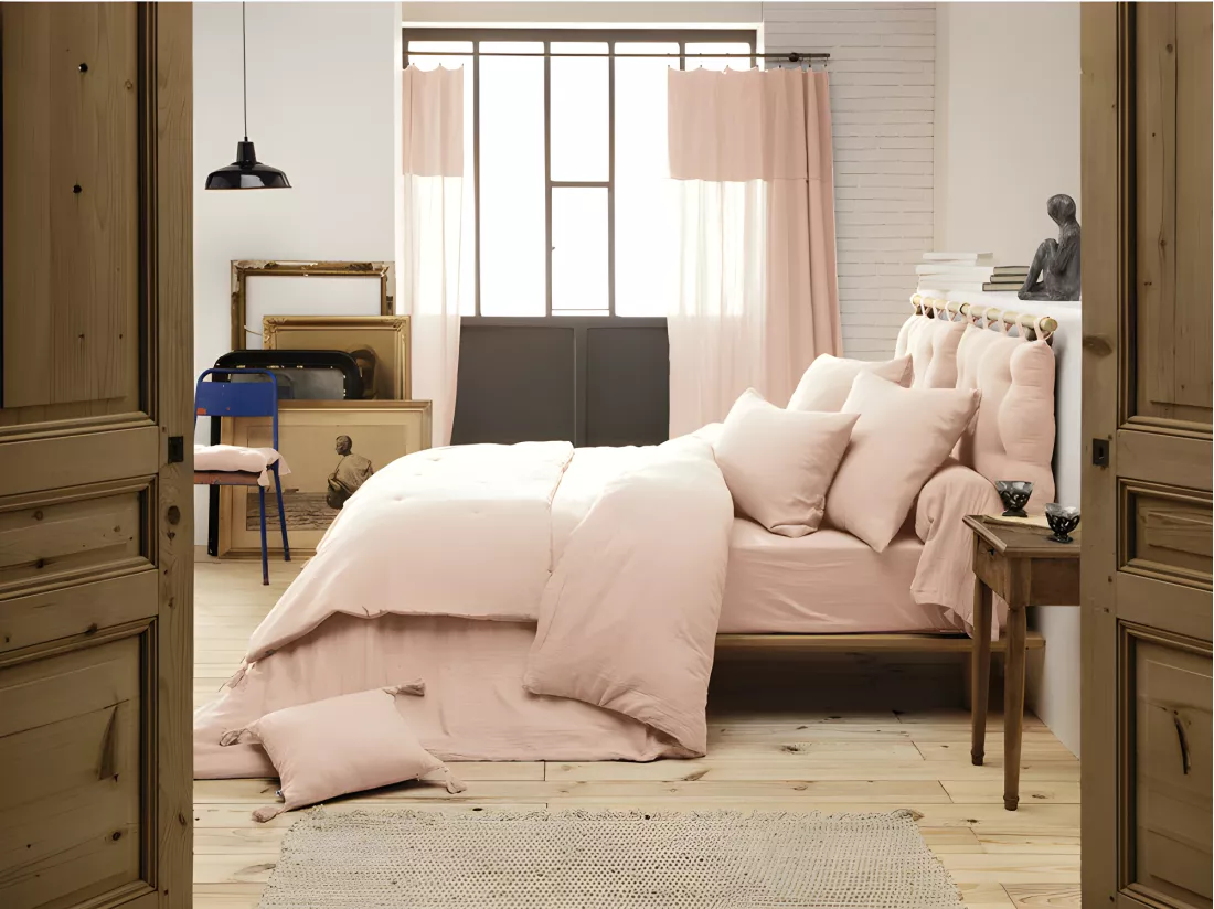 Housse de couette gaze de coton double 220 x 240 cm rose - PEPA 3