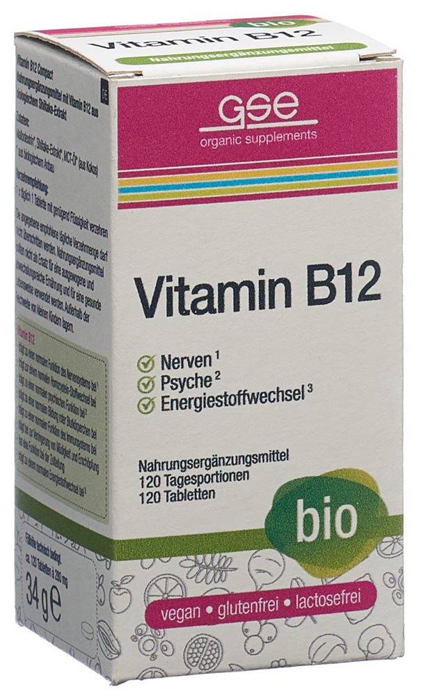 GSE Vitamin B12 Compact<br>120 Stück, Glas, Tablette, Bio