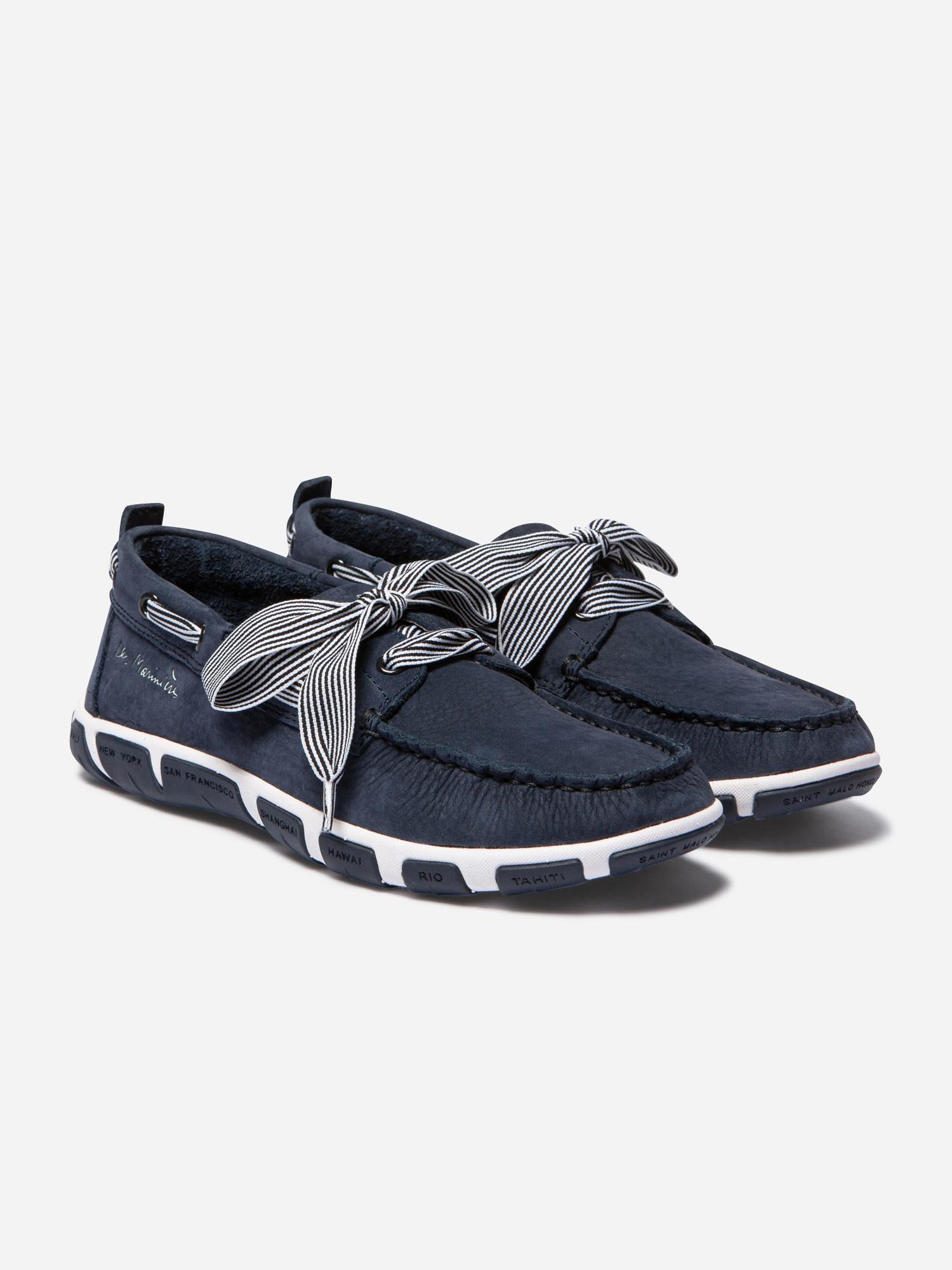 Chaussures Bateau Femme Cuir Marine