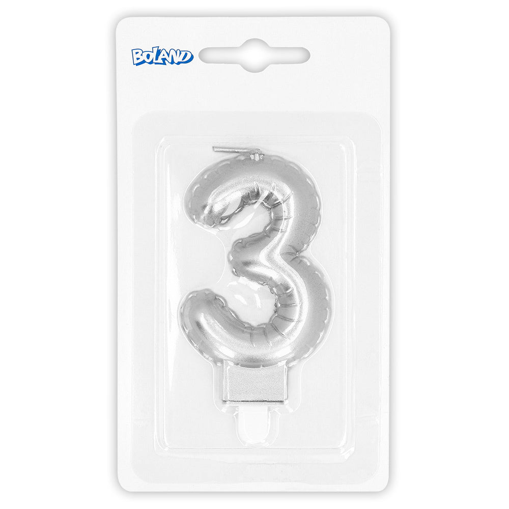 Zilveren Kaars 3 Jaar 8cm