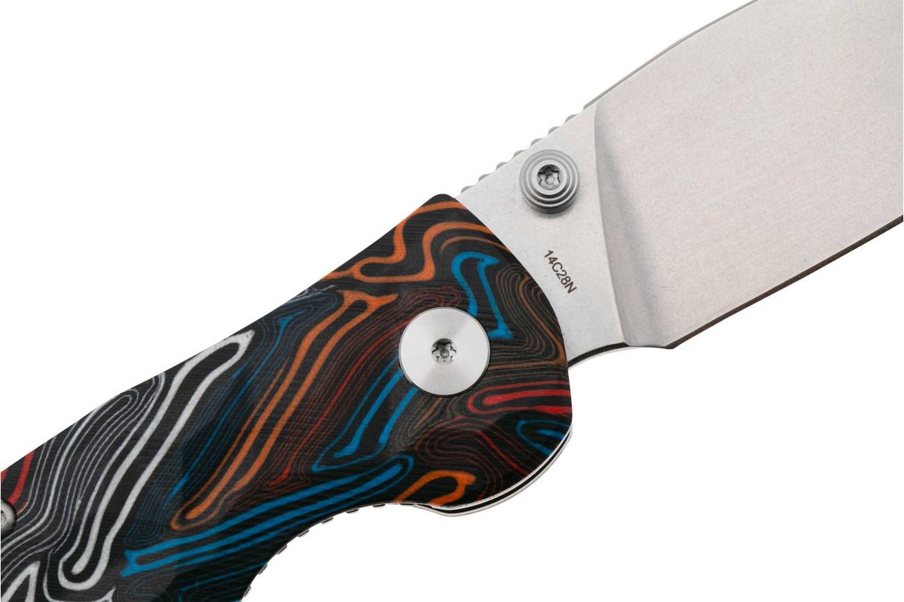 QSP Knife Turtle Punk QS158-A1 Stonewashed 14C28N Colorful G10, zakmes, Keanu Alfaro design