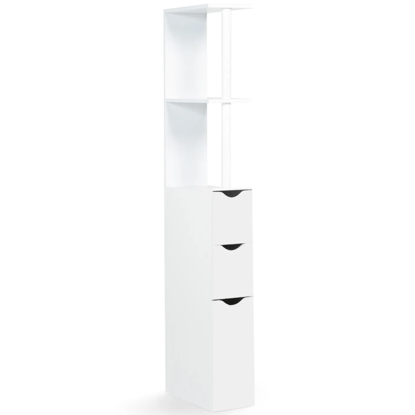 Meuble WC étagère bois WILLY 3 portes blanc