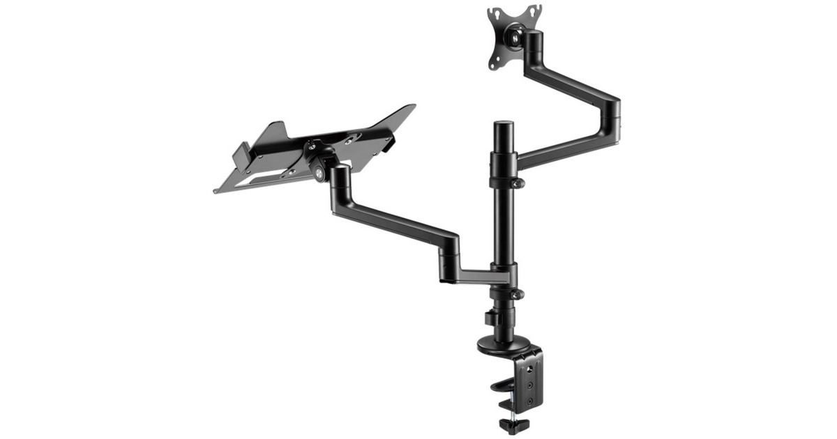 goobayDeluxe Monitor Mount met Laptop Arm, 17 tot 32 inch monitorarm  (Zwart)