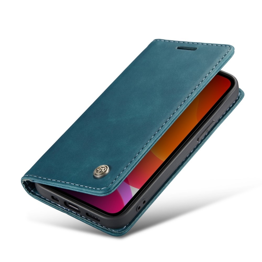 iPhone 12 / iPhone 12 Pro Leder Tasche Flip Wallet Etui mit Kartenfächern - Blaugrün