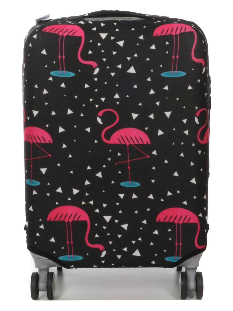 Housse de valise Periea Black with Pink Flamingos S